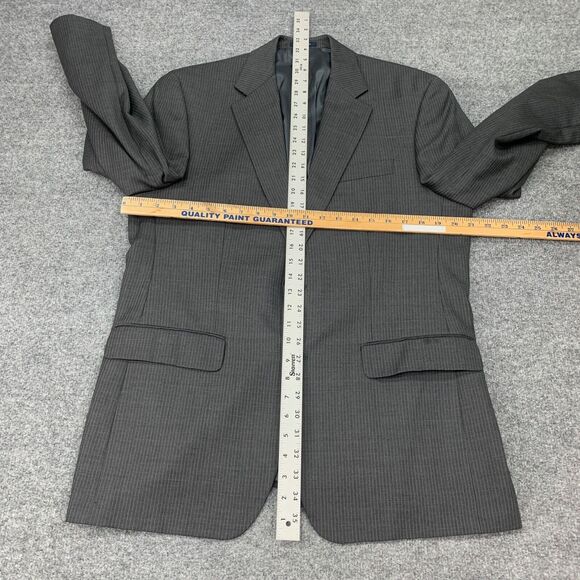 Ralph by Ralph Lauren Blazer Mens 41R Charcoal Grey Wool Shoulder Pads Striped - Picture 4 of 12